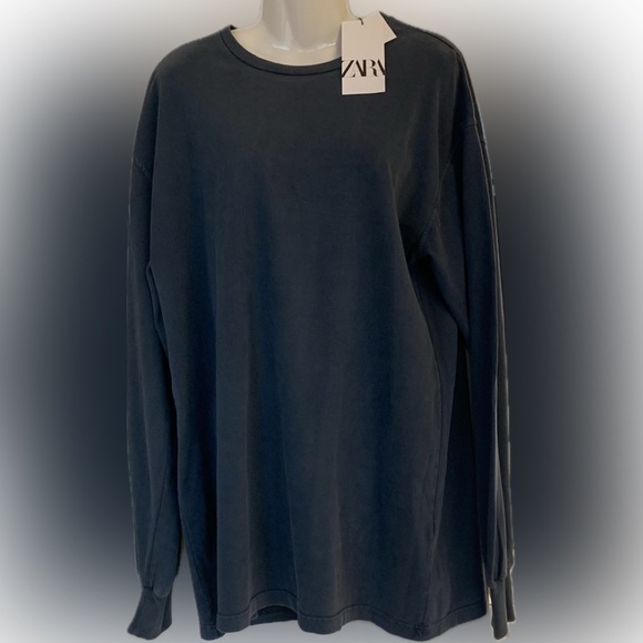 NEW w Tags ZARA Slate Gray Relaxed sweatshirt dress Women’s L Large 12 14 NWT - Picture 1 of 6